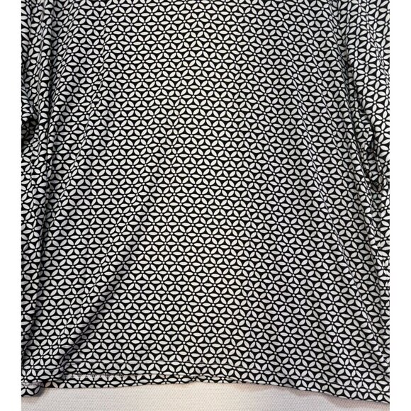 Talbots Womens Long Sleeve Blouse Plus Size 2X Black & White Geometric Pattern - Picture 8 of 9